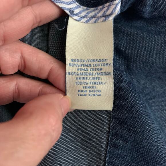 ODILLE Anthropologie Dress 2 Striped Scoop Neck Chest Pocket Chambray Skirt - Picture 12 of 14